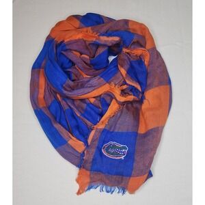 Zoozatz Florida Gators Logo Plaid Blue and Orange Scarf One Size Fits Most